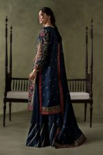 MARIA.B | 3 Piece Embellished Raw Silk Suit - SF-W26-66-Dark Blue | Ready To Wear - Image 3
