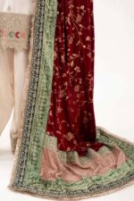 MARIA.B | 3 Piece Embroidered Raw Silk Suit - SF-W25-26-Off White | Ready To Wear - Image 6